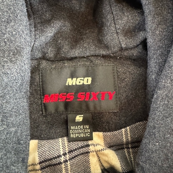 Miss Sixty M60 Gray Wool Pea Coat With Belt Size Small - Picture 2 of 4